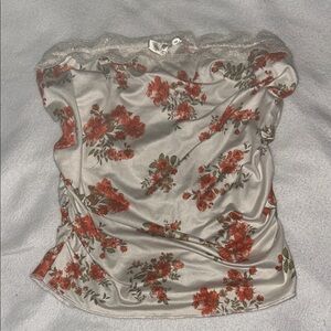 Floral Lace Trim Tube Top